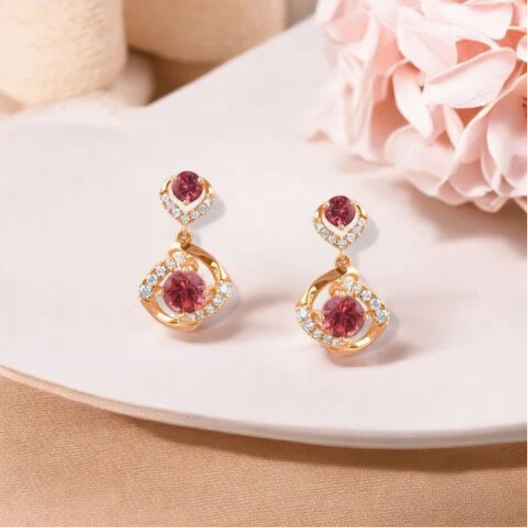 Pink Paradise Diamond Drop Earrings