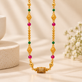 Premium Gold Green & Pink Beaded Mangalsutra