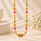 Premium Gold Green & Pink Beaded Mangalsutra