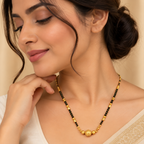 Premium Gold Black Beaded Necklace