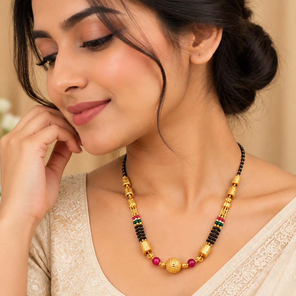 Premium Gold & Black Multi-Beaded Mangalsutra