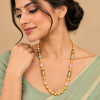 Premium Gold Green & Pink Beaded Necklace