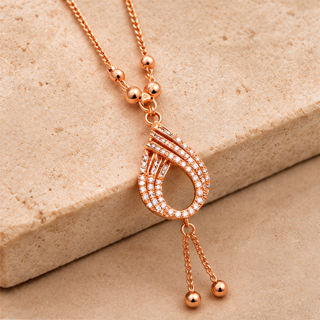 Premium Rose Gold Teardrop Pendant Necklace