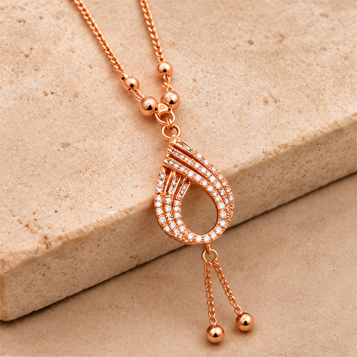 Premium Rose Gold Teardrop Pendant Necklace