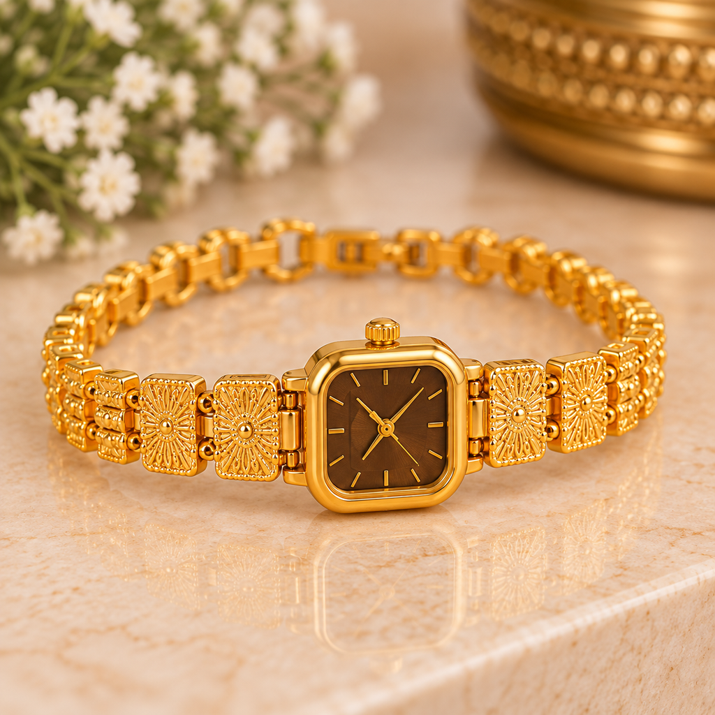 Premium Gold Square Dial Watch