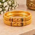 Royal Peacock Meenakari Gold Bangles