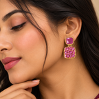 Elegant Pink Crystal Drop Earrings