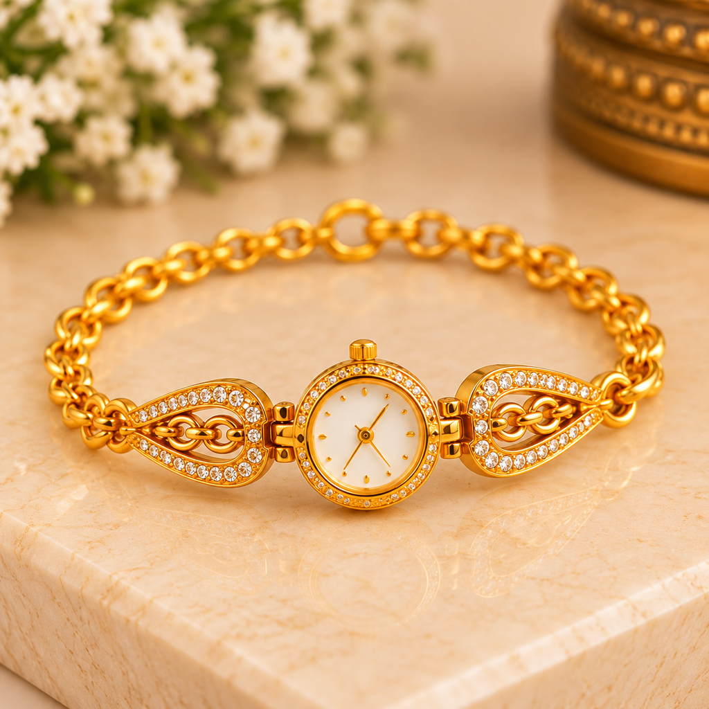 Royal Teardrop Crystal Gold Bracelet Watch