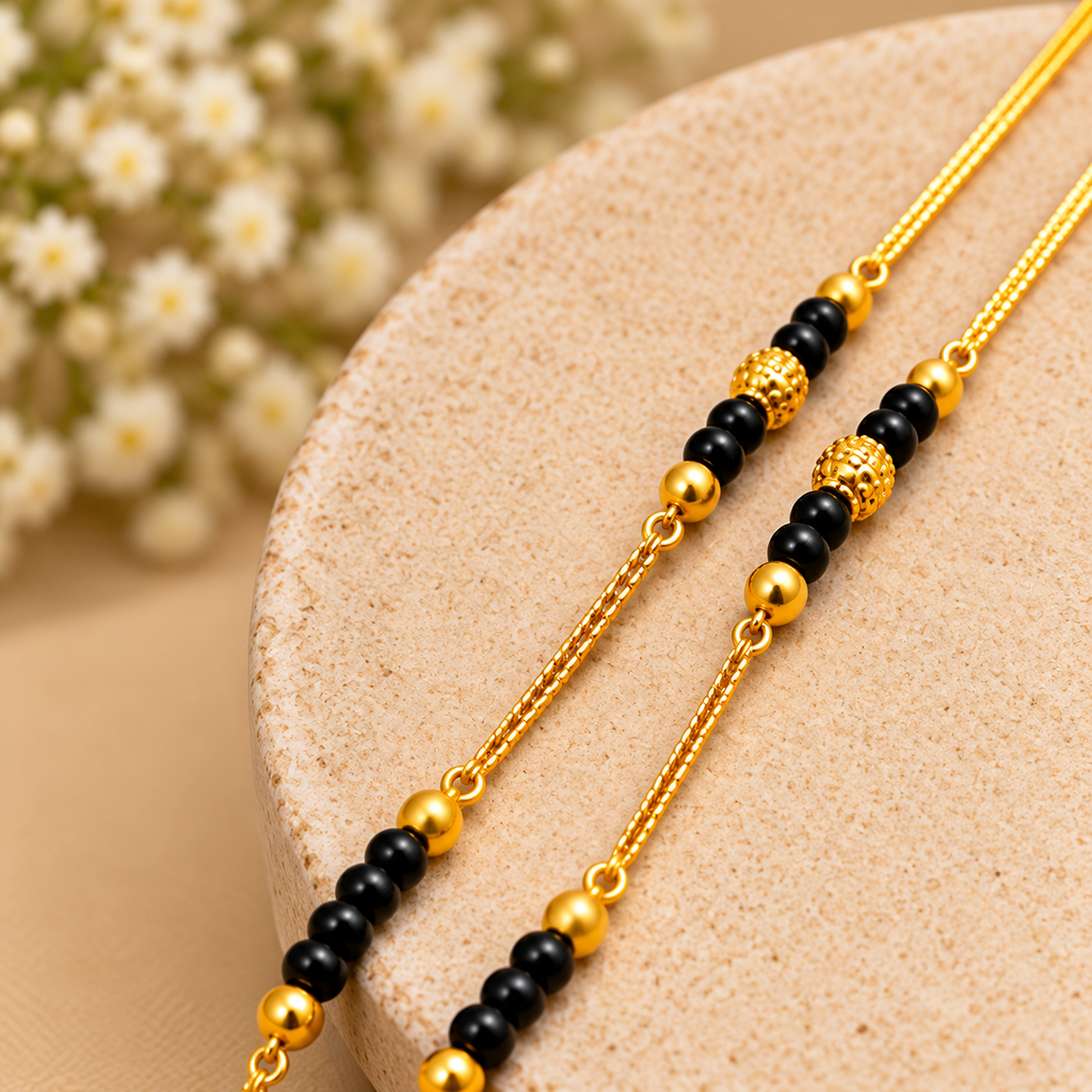 Premium Gold & Black Beaded Mangalsutra