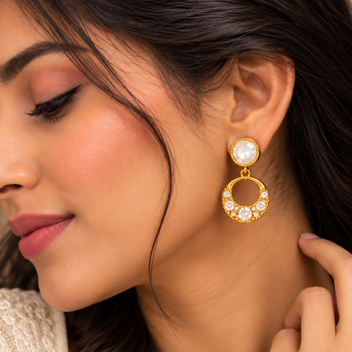 Elegant Crystal Hoop Drop Earrings