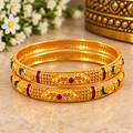 Royal Meenakari Floral Gold Bangles