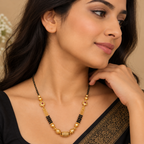 Classic Indian Black Beaded Gold Mangalsutra