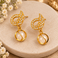 Golden Pearl Drop Earrings