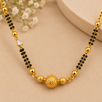 Premium Gold Black Beaded Necklace