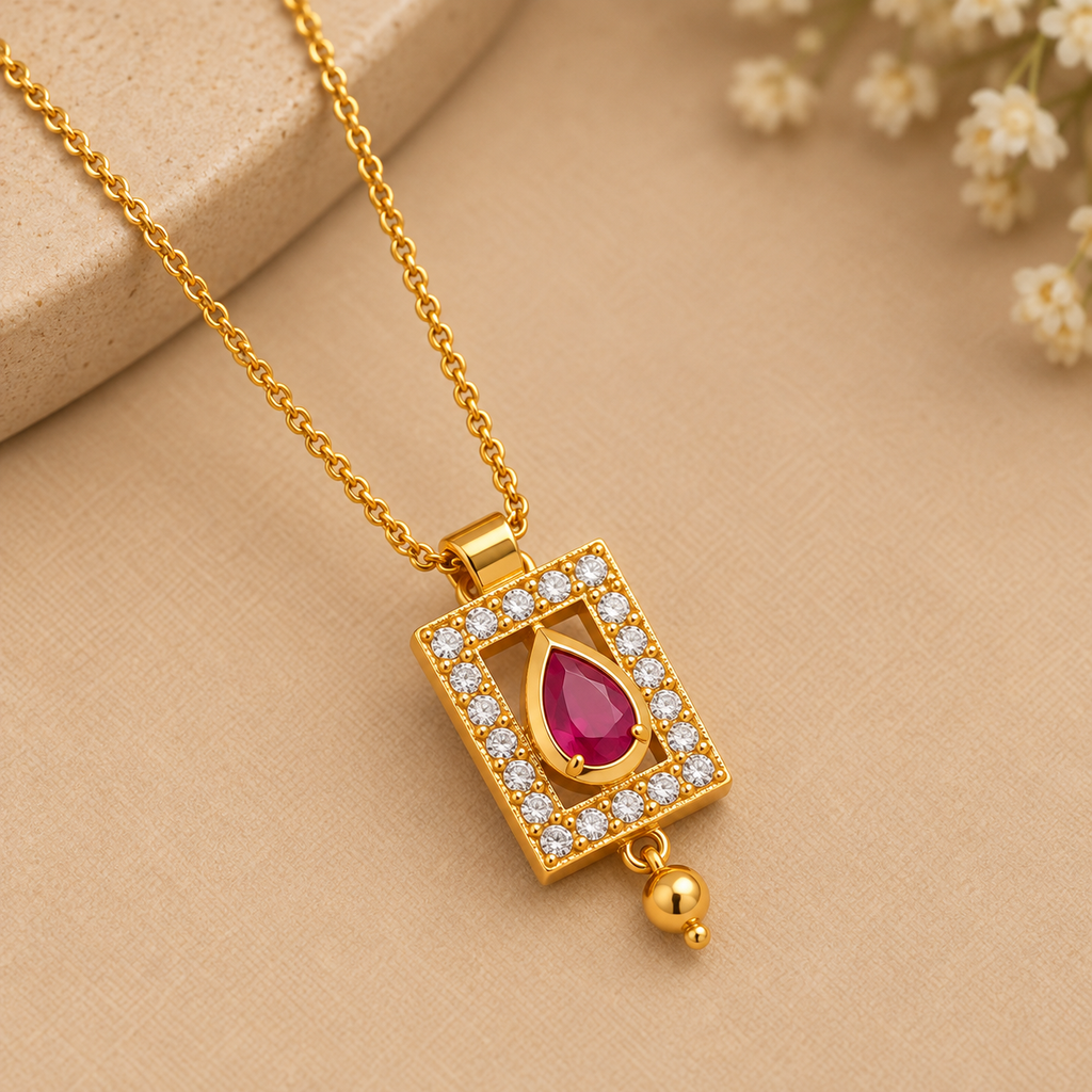 Premium Gold Ruby Pendant Necklace