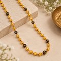 Premium Gold & Black Beaded Long Necklace