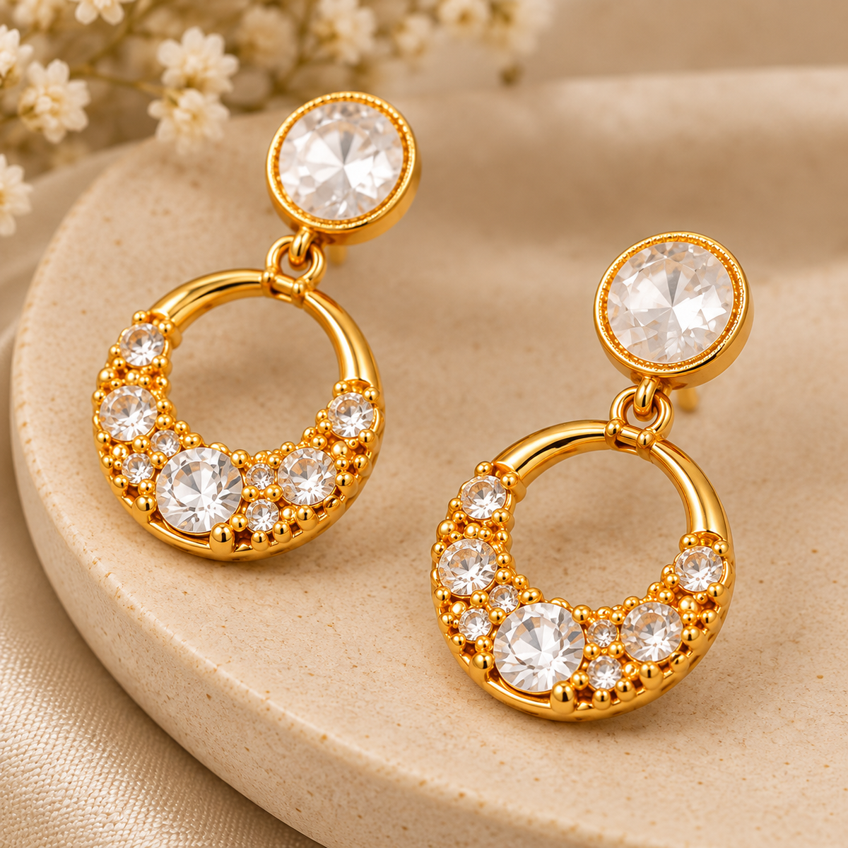 Elegant Crystal Hoop Drop Earrings