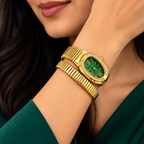 Royal Emerald Crystal Gold Bracelet Watch