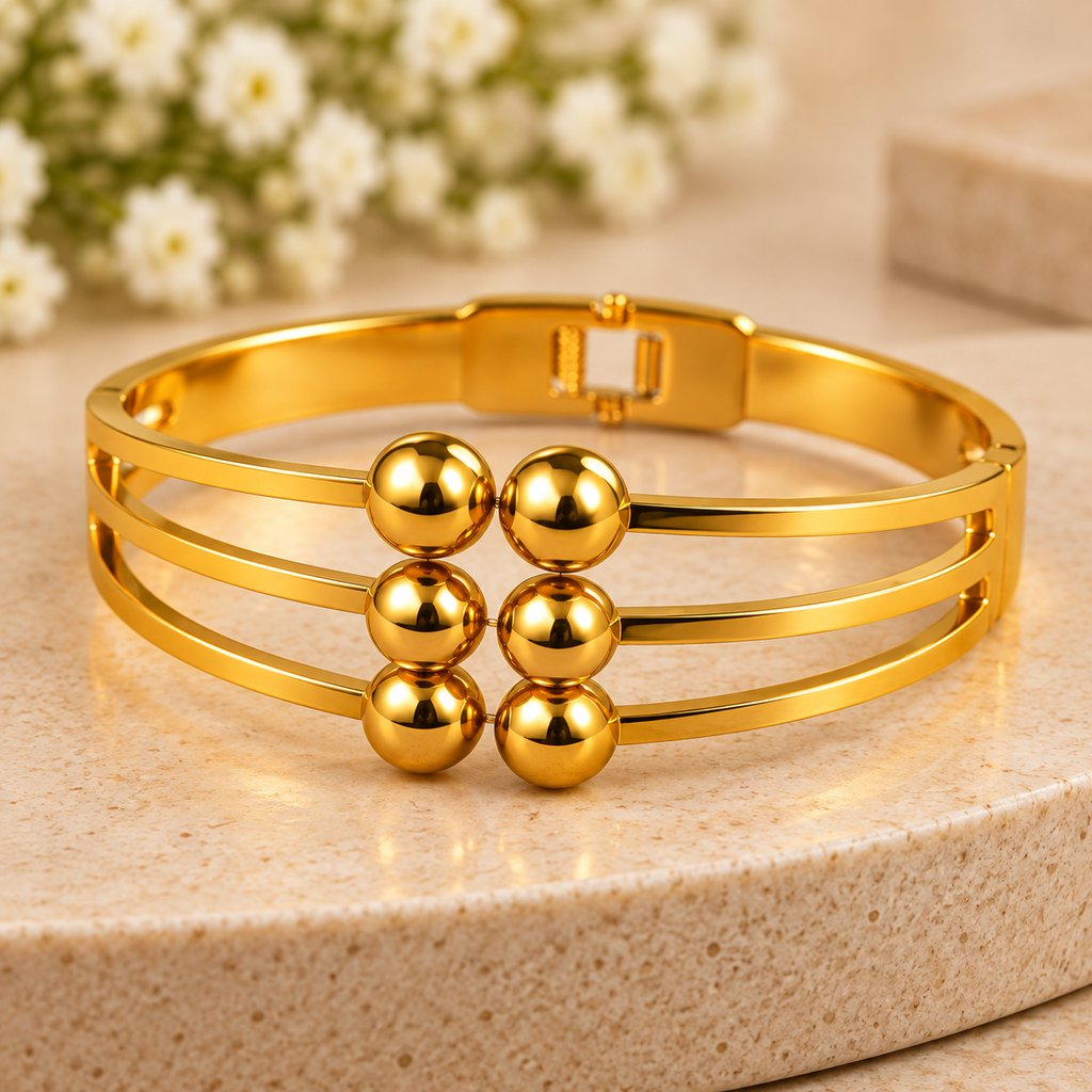 Premium Gold Beaded Cuff Bracelet