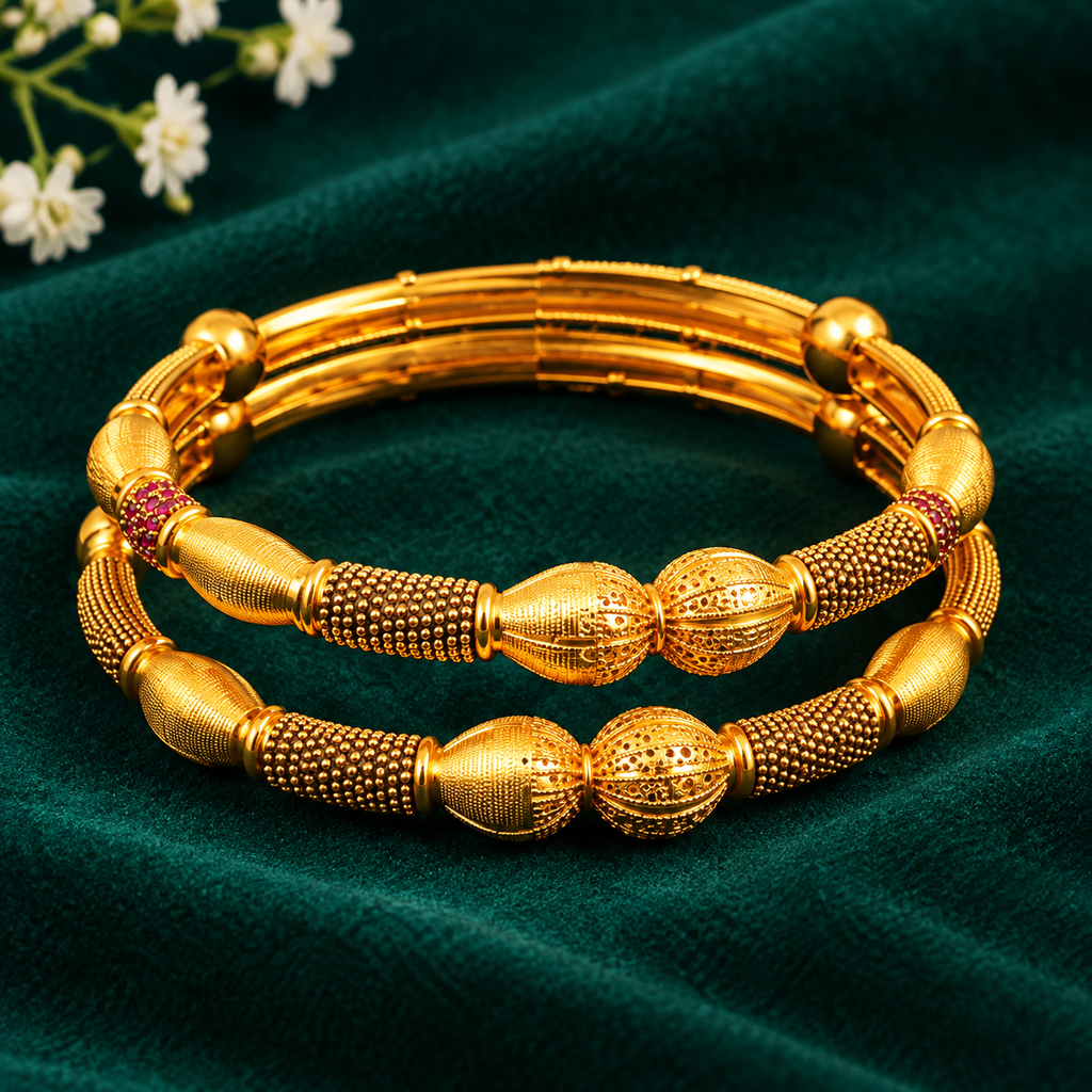 Royal Beaded Gold Bangles