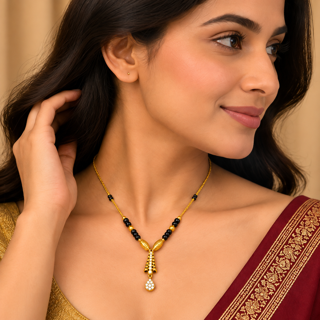 Premium Gold & Black Beaded Mangalsutra