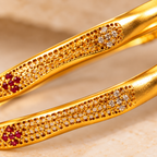 Elegant Ruby Mesh Gold Bangles