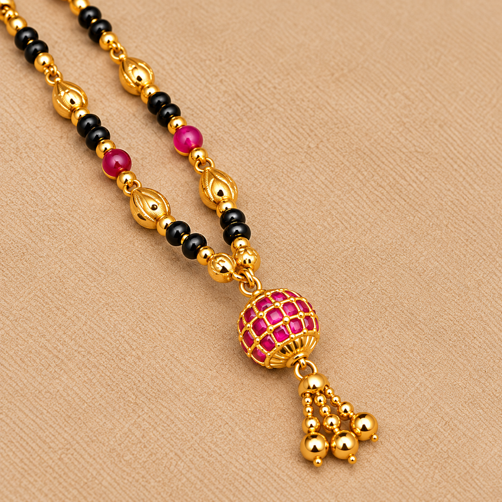 Premium Gold & Red Beaded Mangalsutra
