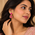 Elegant Pink Crystal Drop Earrings