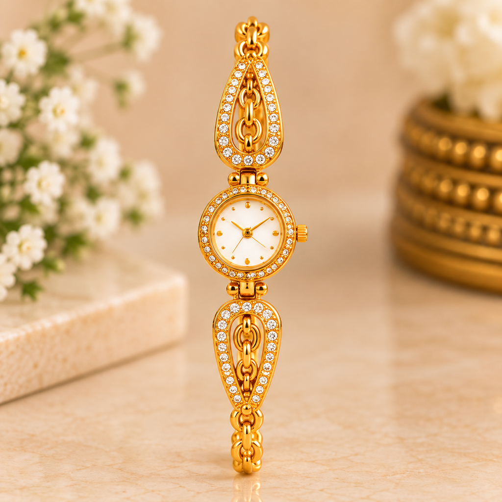 Royal Teardrop Crystal Gold Bracelet Watch