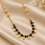 Stylish Gold-Plated Black Beaded Mangalsutra