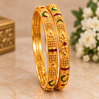 Royal Meenakari Floral Gold Bangles