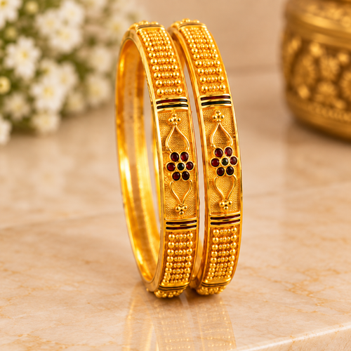 Elegant Floral Heritage Gold Bangles
