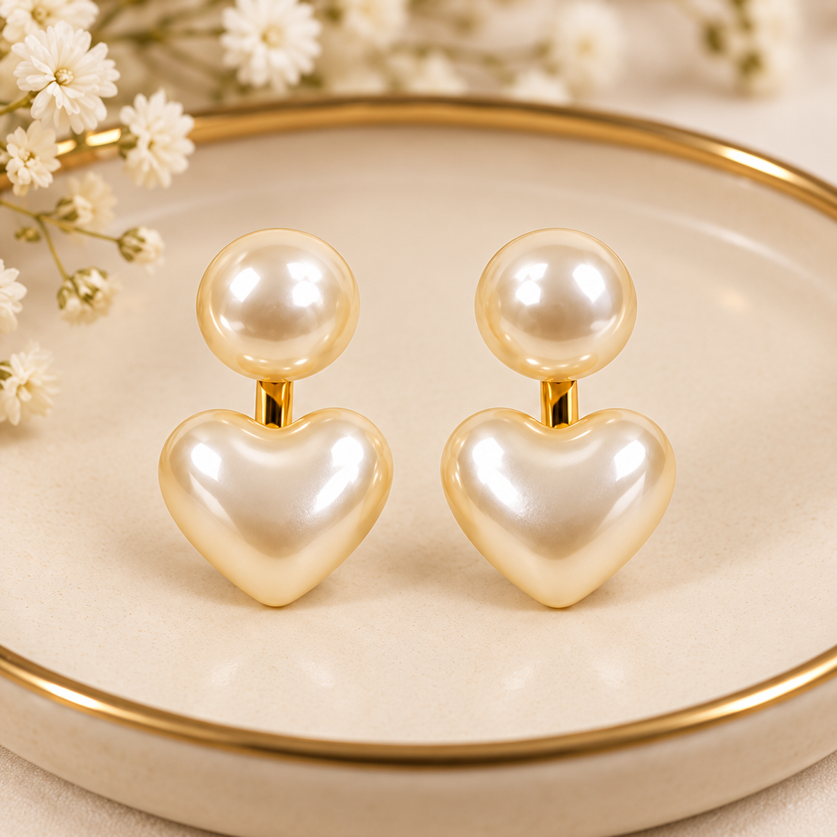 Eternal Heart Pearl Earrings