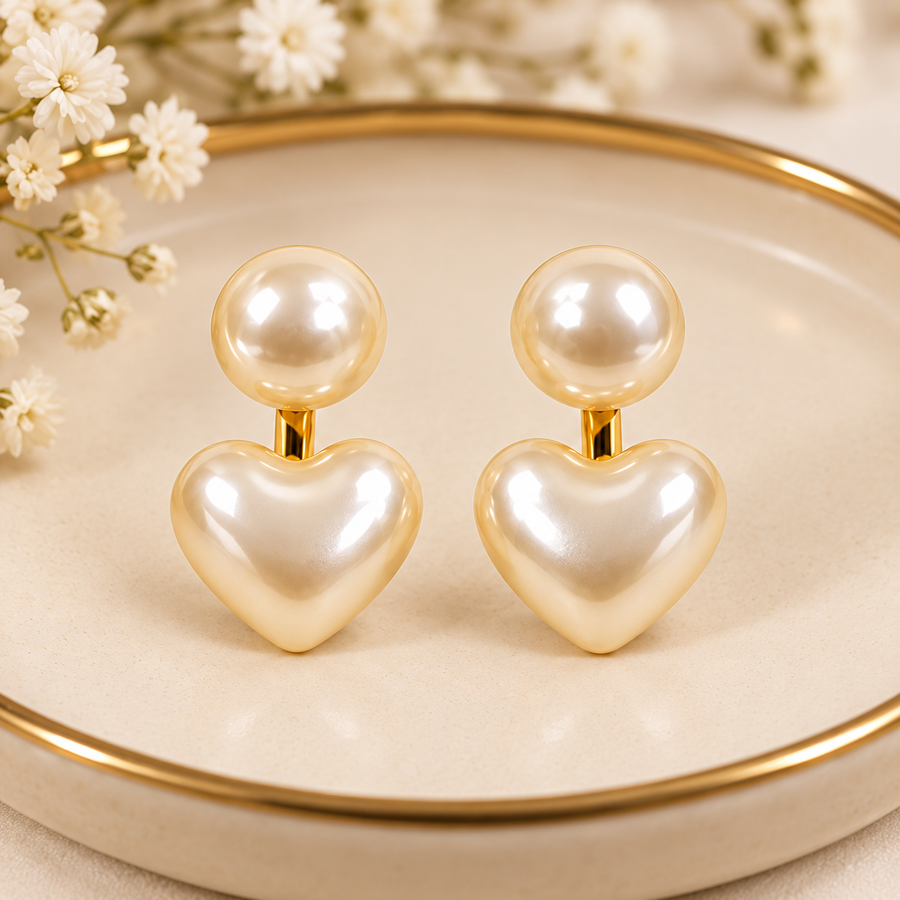 Eternal Heart Pearl Earrings