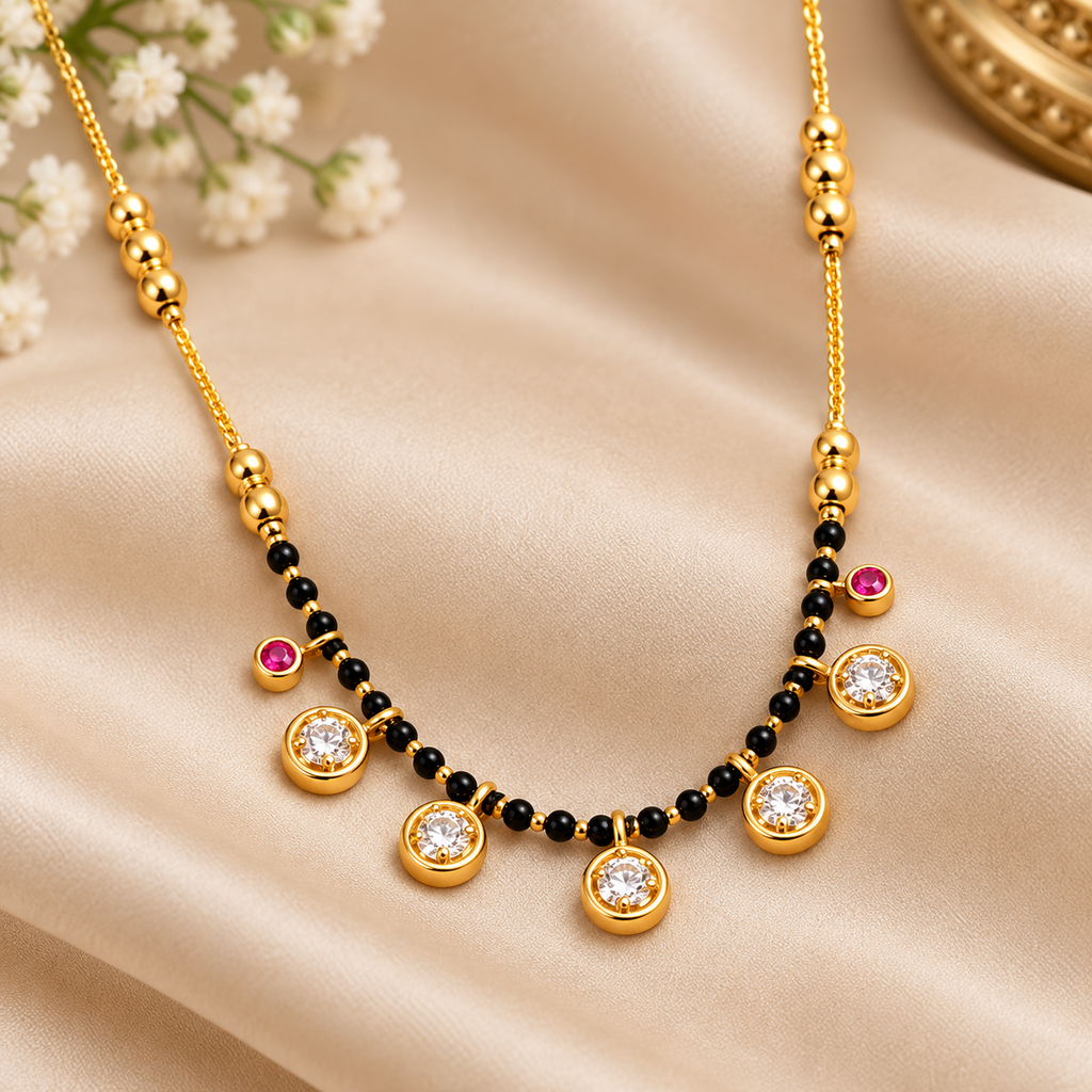 Premium Gold & Black Beaded Charm Mangalsutra