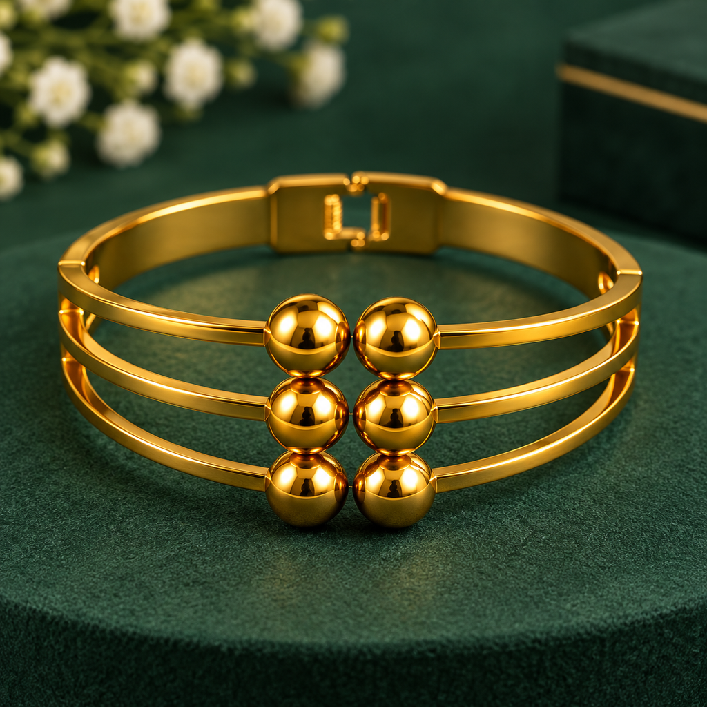 Premium Gold Beaded Cuff Bracelet