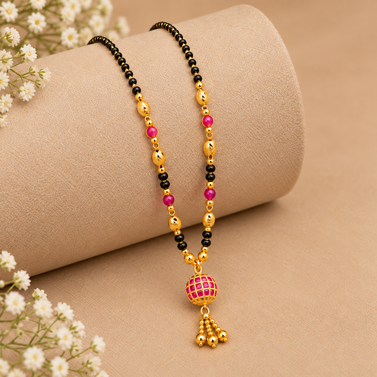 Premium Gold & Red Beaded Mangalsutra