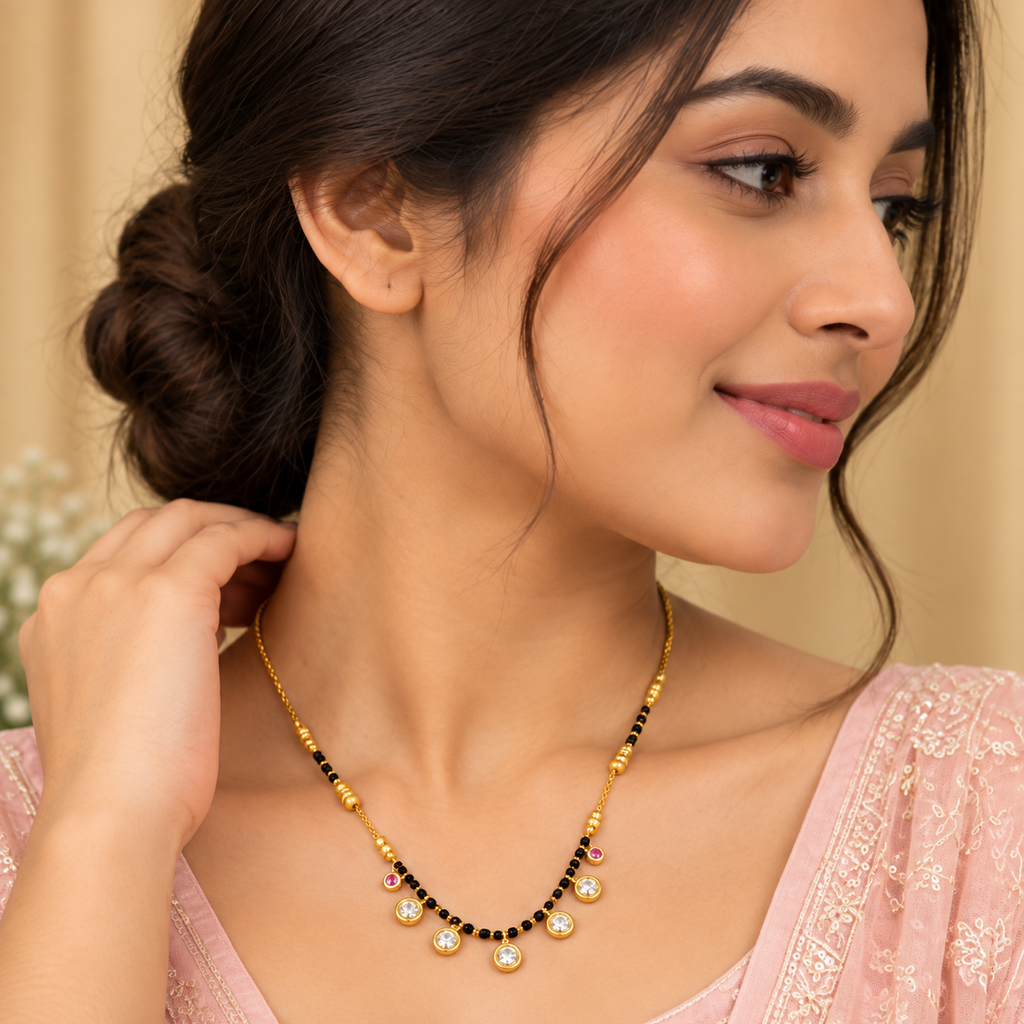 Premium Gold & Black Beaded Charm Mangalsutra