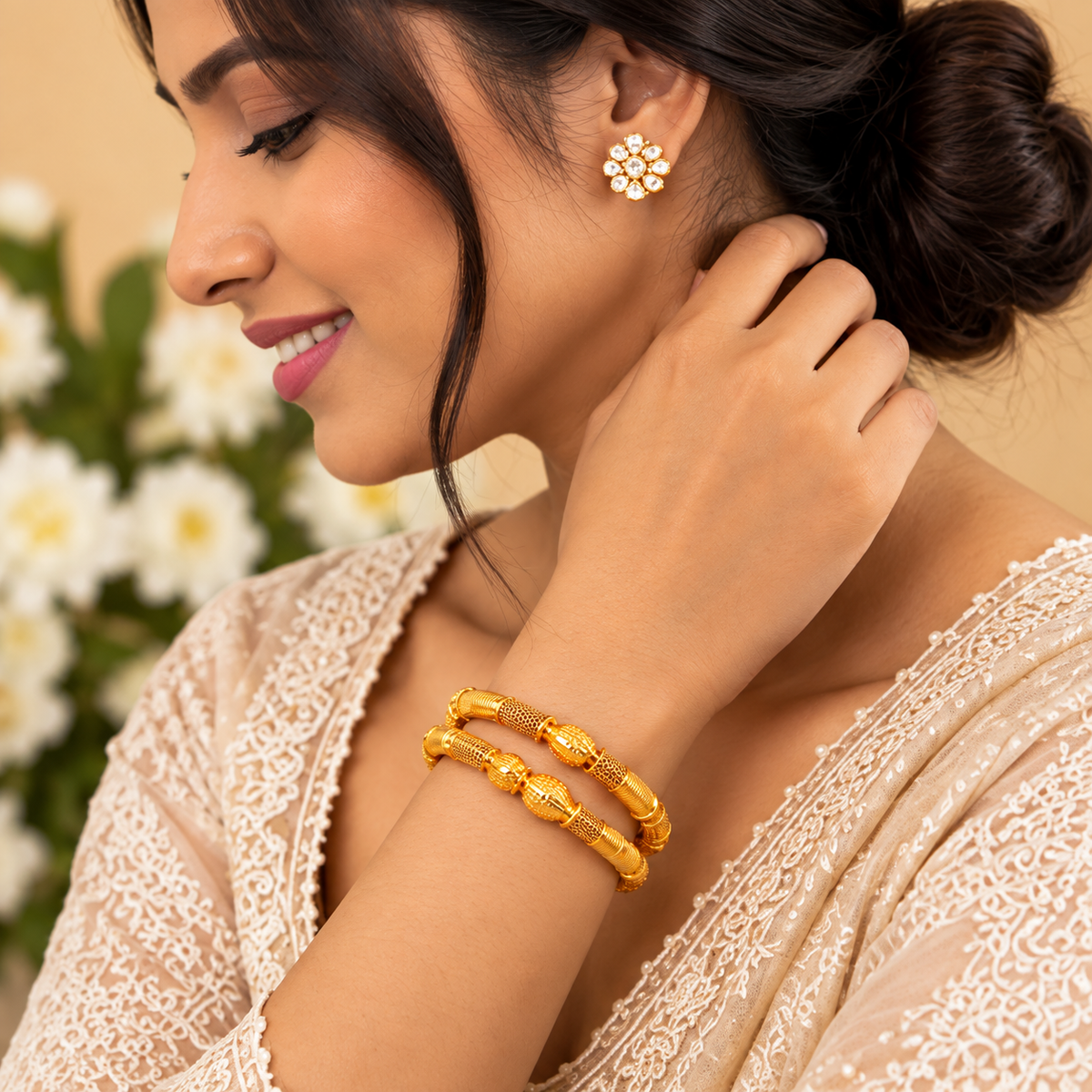Royal Beaded Gold Bangles