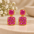 Elegant Pink Crystal Drop Earrings