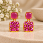 Elegant Pink Crystal Drop Earrings