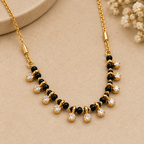 Stylish Gold-Plated Black Beaded Mangalsutra