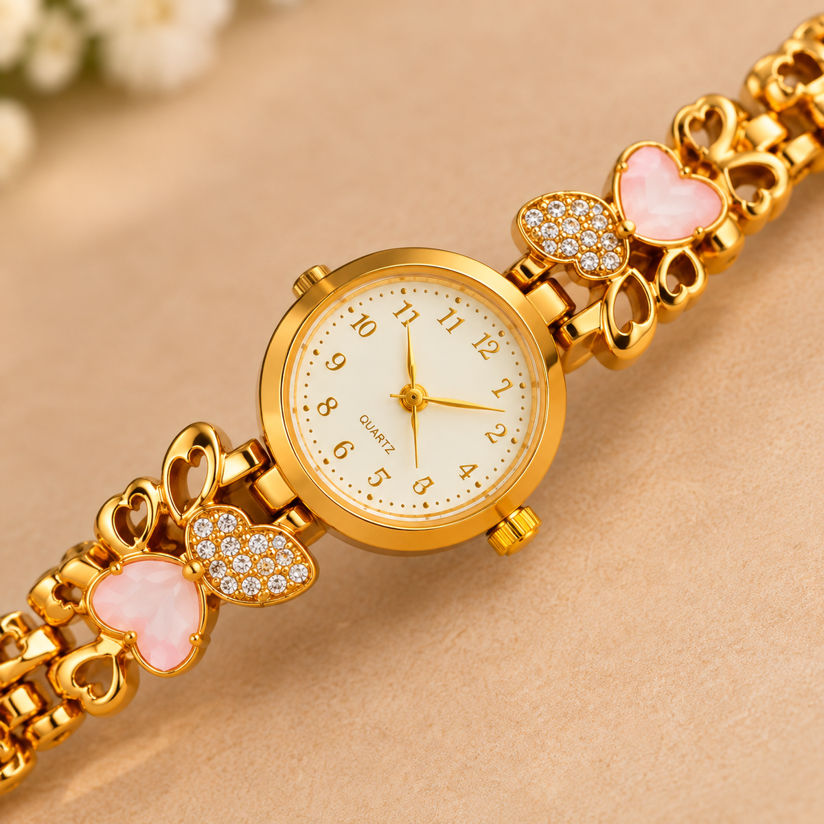 Premium Golden Butterfly Charm Bracelet Watch