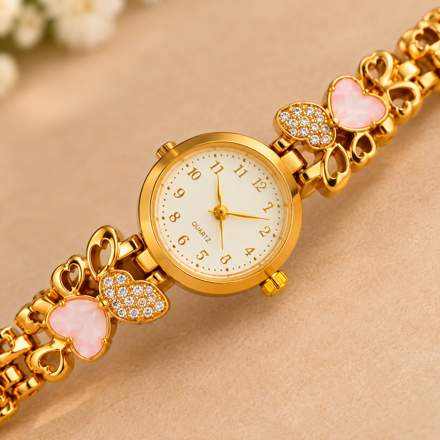 Premium Golden Butterfly Charm Bracelet Watch
