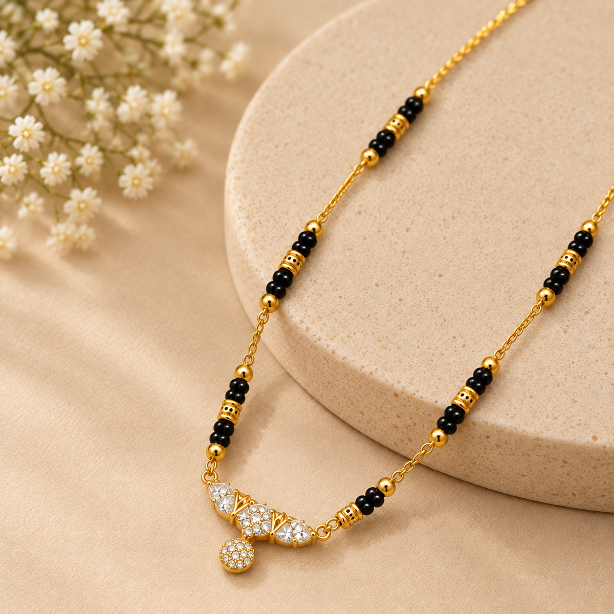 Premium Gold Black Beaded Mangalsutra