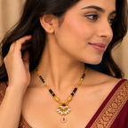 Premium Gold & Black Beaded Pendant Mangalsutra