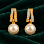 Elegant Pearl Drop Gold Earrings