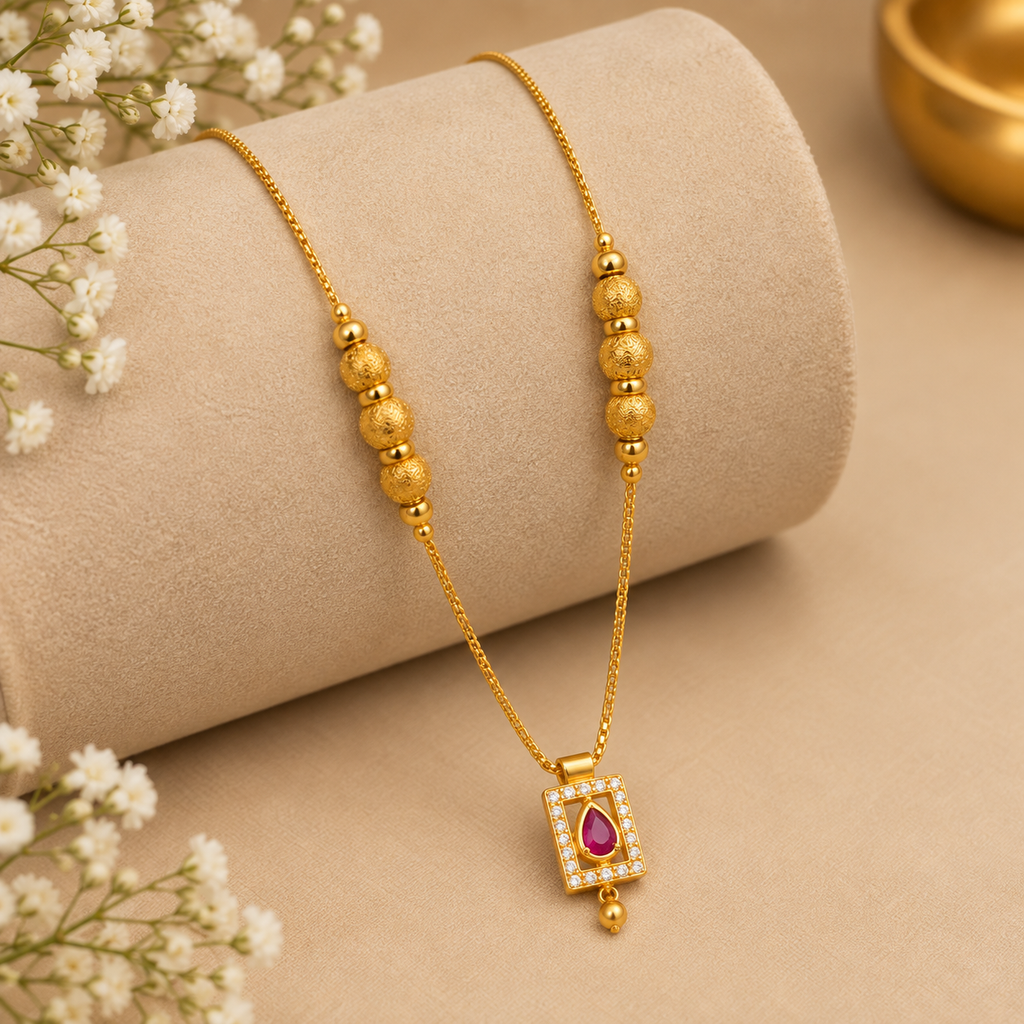 Premium Gold Ruby Pendant Necklace