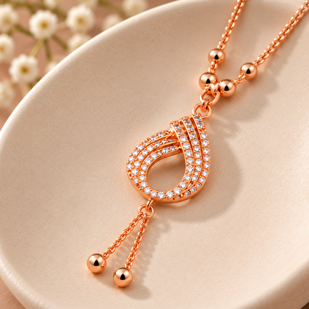 Premium Rose Gold Teardrop Pendant Necklace