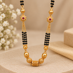 Classic Indian Black Beaded Gold Mangalsutra